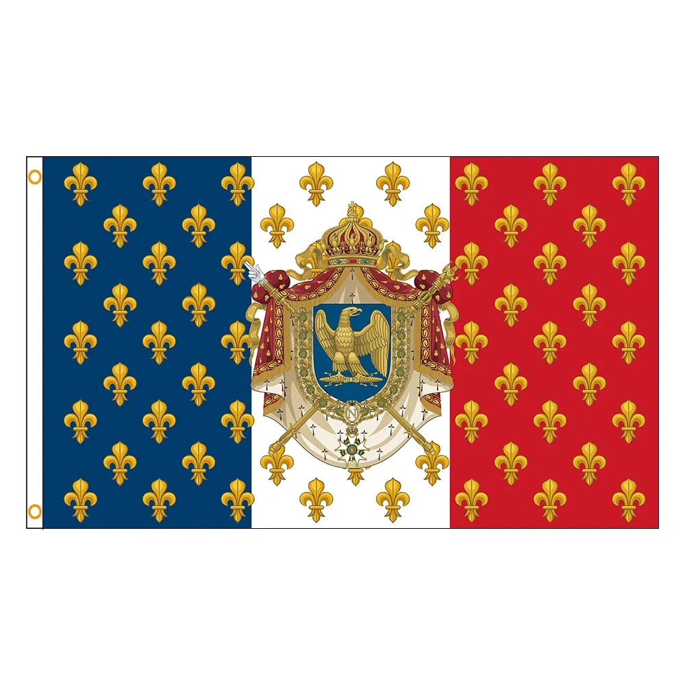 Drapeau Impérial Napoléon / Fleur de Lys — 2 œillets